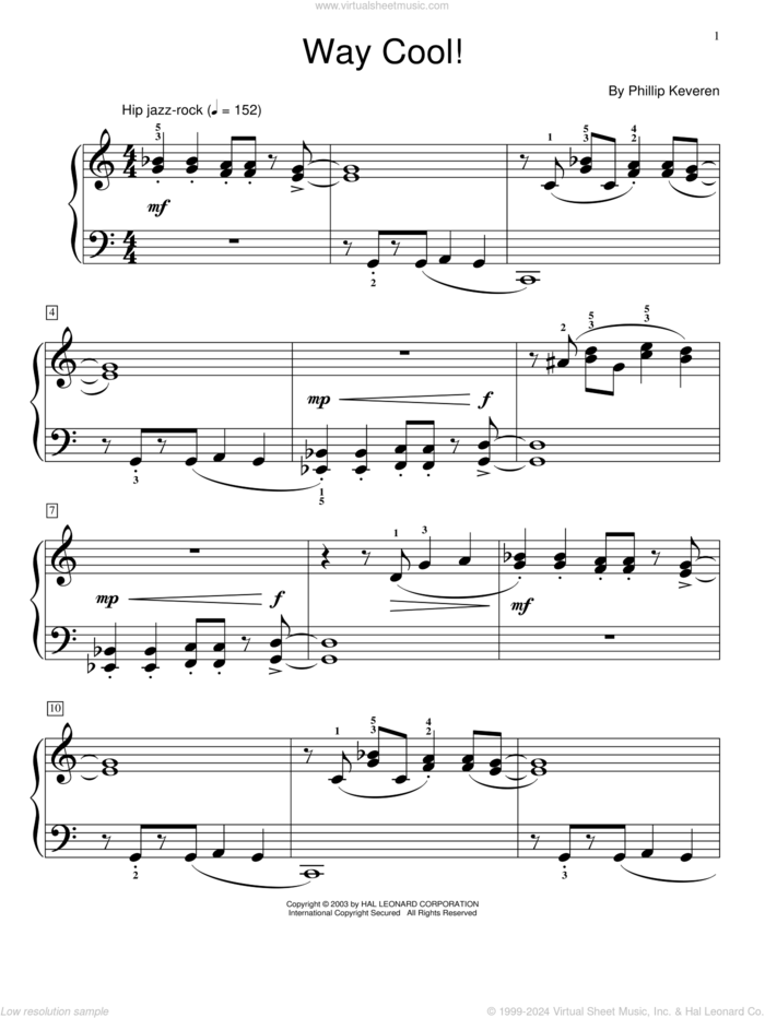 Way Cool! sheet music for piano solo (elementary) by Phillip Keveren and Miscellaneous, beginner piano (elementary)