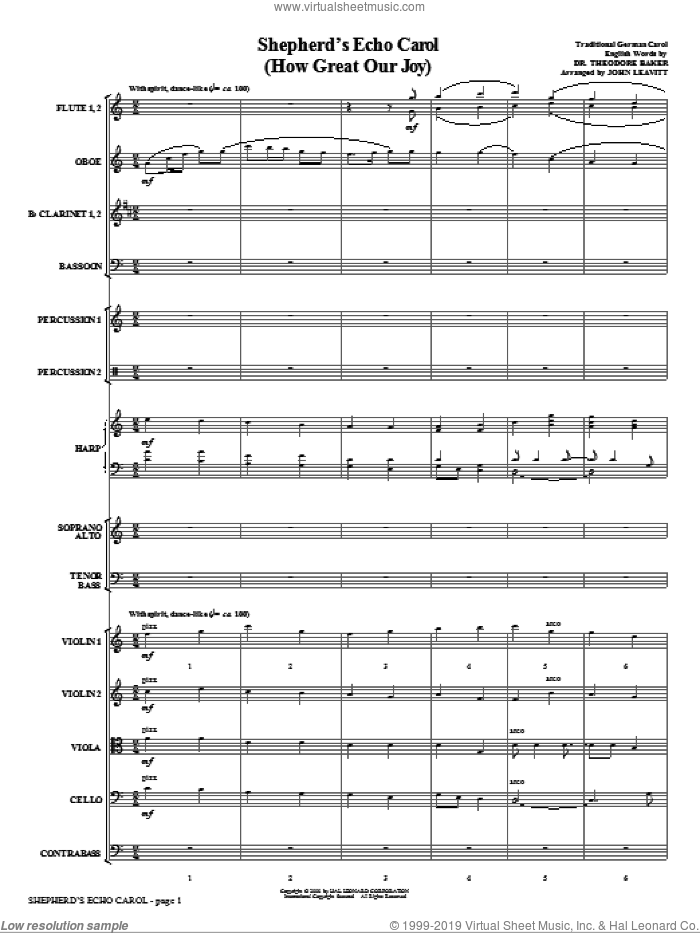 Shepherd's Echo Carol (How Great Our Joy) (arr. John Leavitt) (complete set of parts) sheet music for orchestra/band (Orchestra) by John Leavitt and Miscellaneous, intermediate skill level