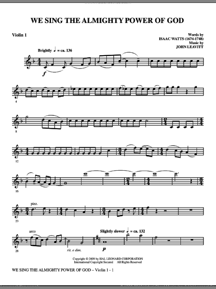 We Sing The Almighty Power Of God (complete set of parts) sheet music for orchestra/band (chamber ensemble) by John Leavitt and Isaac Watts, intermediate skill level