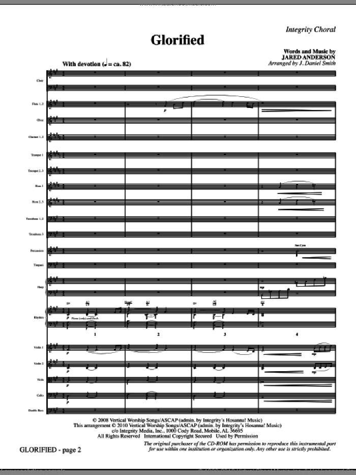 Glorified (complete set of parts) sheet music for orchestra/band (Orchestra) by Jared Anderson and J. Daniel Smith, intermediate skill level
