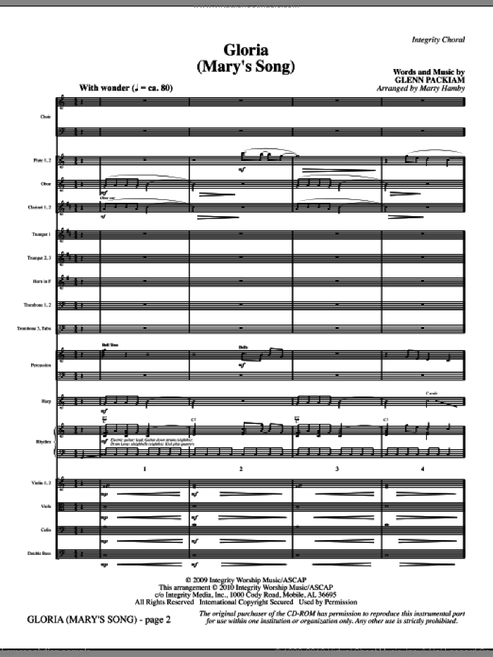 Gloria (Mary's Song) (complete set of parts) sheet music for orchestra/band (Orchestra) by Glenn Packiam and Marty Hamby, intermediate skill level