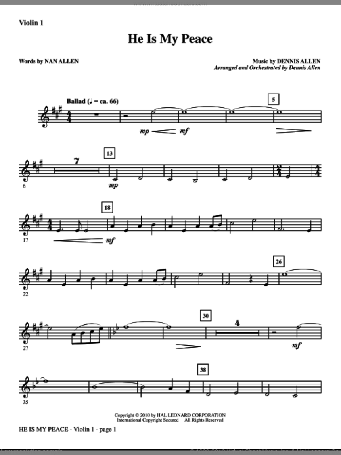 He Is My Peace (complete set of parts) sheet music for orchestra/band (Orchestra) by Dennis Allen and Nan Allen, intermediate skill level
