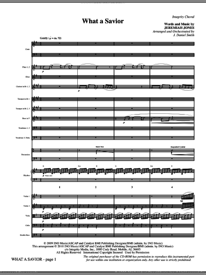 What A Savior (complete set of parts) sheet music for orchestra/band (Orchestra) by J. Daniel Smith and Jeremiah Jones, intermediate skill level