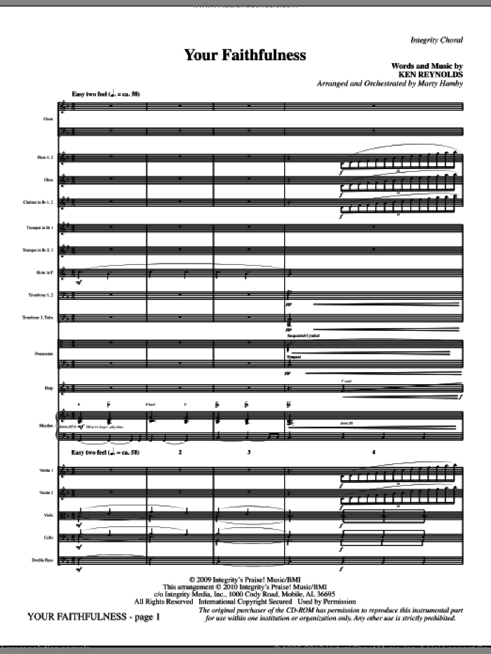 Your Faithfulness (complete set of parts) sheet music for orchestra/band (Orchestra) by Marty Hamby and Ken Reynolds, intermediate skill level