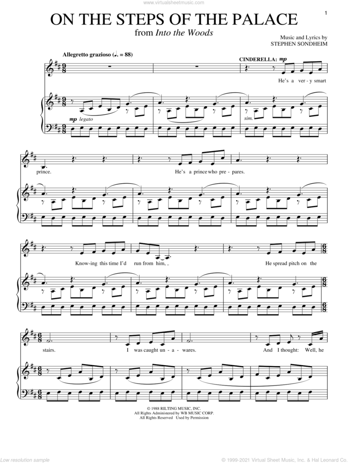On The Steps Of The Palace (from Into The Woods) sheet music for voice and piano by Stephen Sondheim, intermediate skill level