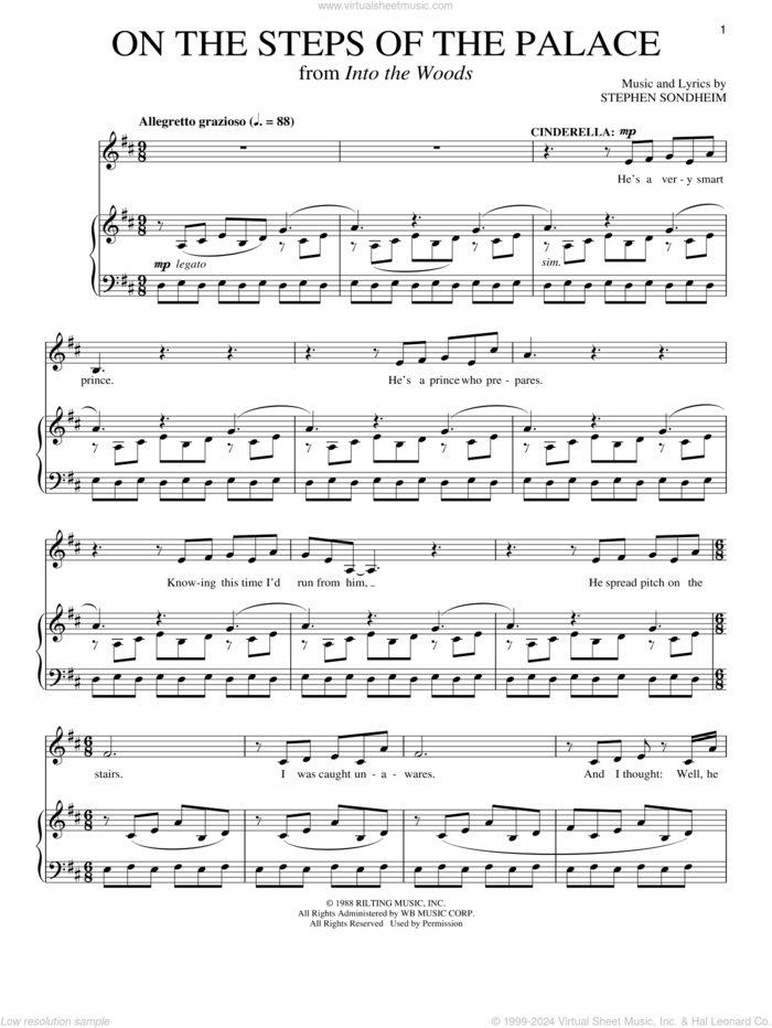 On The Steps Of The Palace (from Into The Woods) sheet music for voice and piano by Stephen Sondheim, intermediate skill level