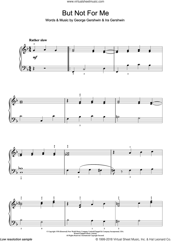 But Not For Me, (easy) sheet music for piano solo by George Gershwin and Ira Gershwin, easy skill level