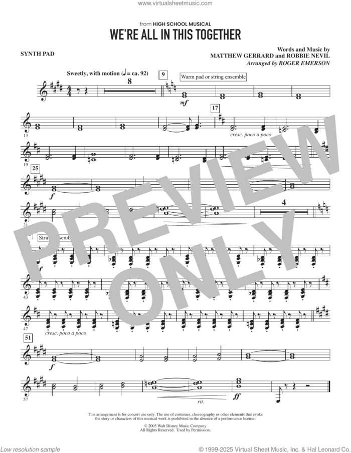 We're All In This Together (arr. Roger Emerson) (complete set of parts) sheet music for orchestra/band (Rhythm) by High School Musical Cast, Matthew Gerrard, Robbie Nevil and Roger Emerson, intermediate skill level