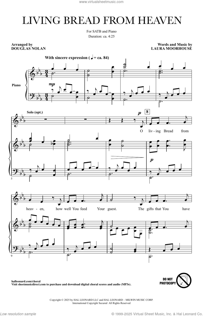 Living Bread From Heaven sheet music for choir (SATB: soprano, alto, tenor, bass) by Laura Moorhouse and Douglas Nolan, intermediate skill level