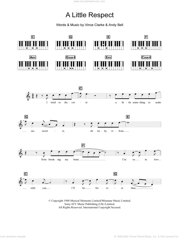 A Little Respect sheet music for piano solo (chords, lyrics, melody) by Wheatus, Andy Bell and Vince Clarke, intermediate piano (chords, lyrics, melody)