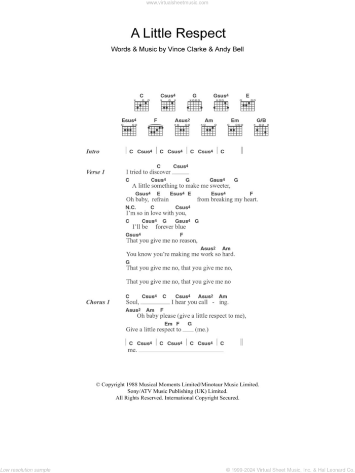 A Little Respect sheet music for guitar (chords) by Wheatus, Andy Bell and Vince Clarke, intermediate skill level