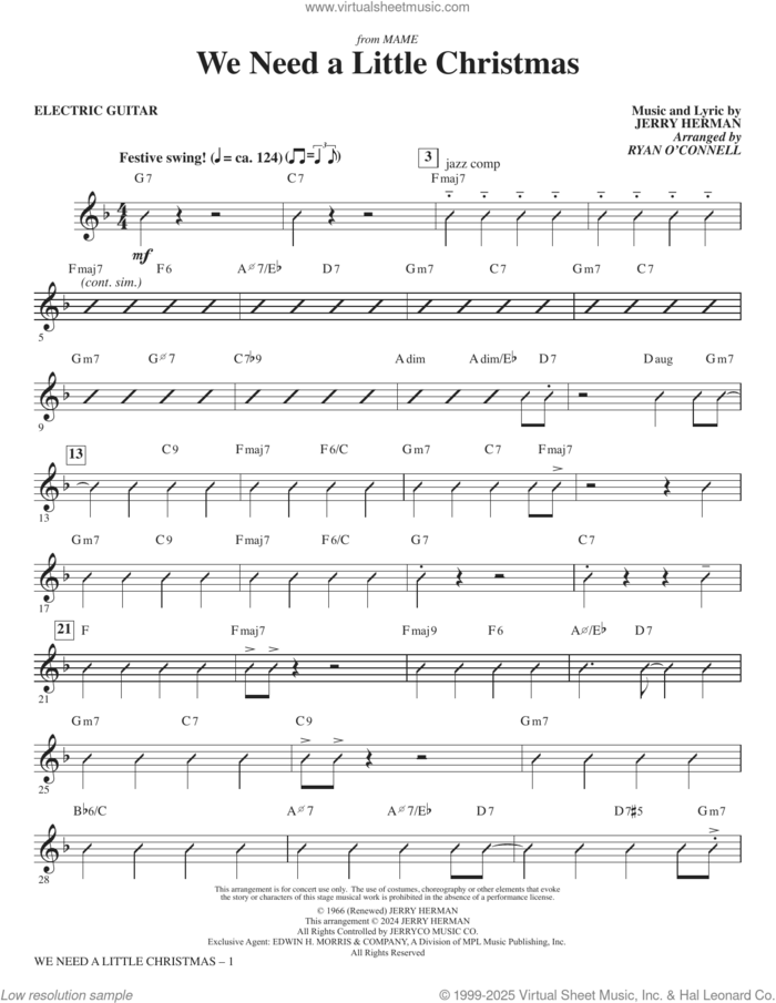We Need A Little Christmas (arr. Ryan O'Connell) (complete set of parts) sheet music for orchestra/band (Rhythm) by Jerry Herman, intermediate skill level