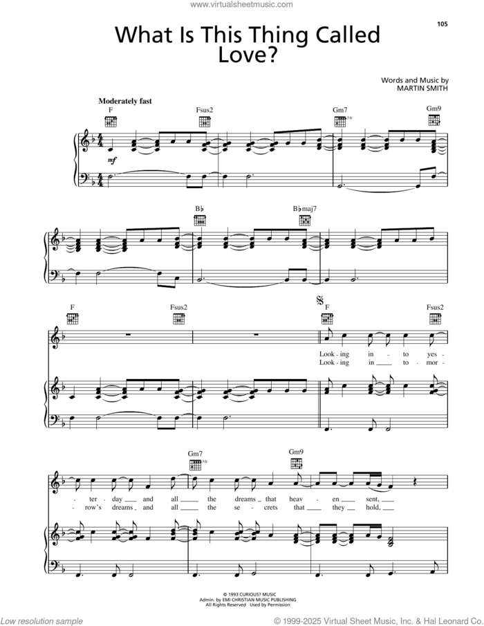 What Is This Thing Called Love? sheet music for voice, piano or guitar by Martin Smith and Delirious?, intermediate skill level
