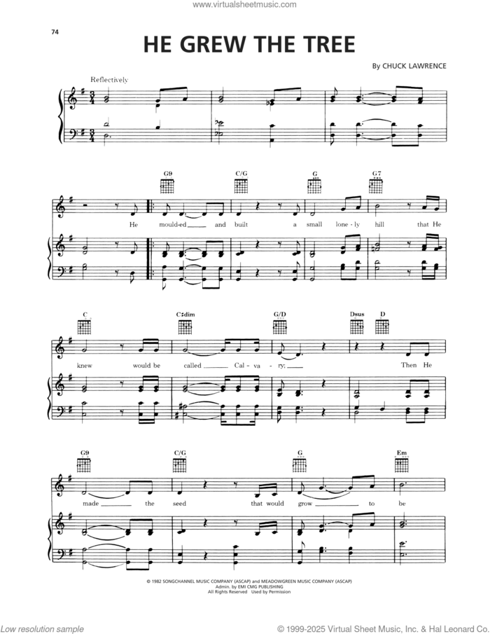 He Grew The Tree sheet music for voice, piano or guitar by Chuck Lawrence, intermediate skill level