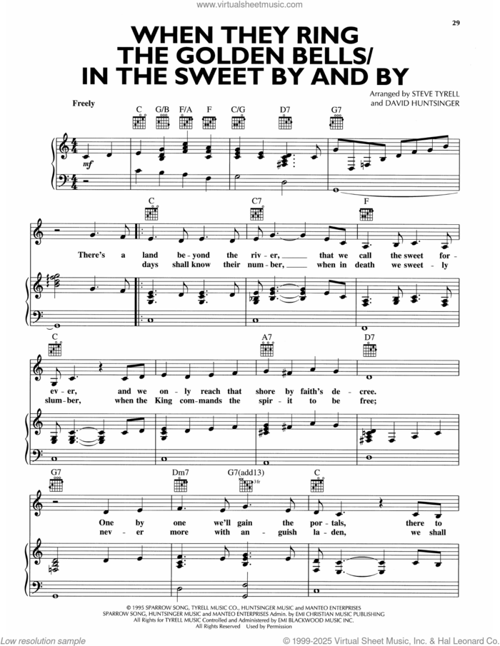 When They Ring The Golden Bells/In The Sweet By And By sheet music for voice, piano or guitar by Andy Griffith, David Huntsinger, arr. and Steve Tyrell, arr., intermediate skill level