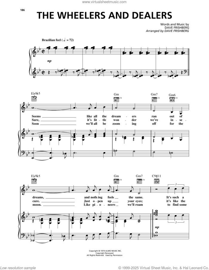 The Wheelers and Dealers sheet music for voice, piano or guitar by Dave Frishberg, intermediate skill level