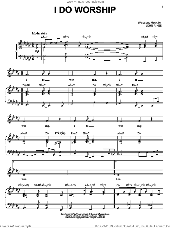 I Do Worship sheet music for voice, piano or guitar by John P. Kee, intermediate skill level
