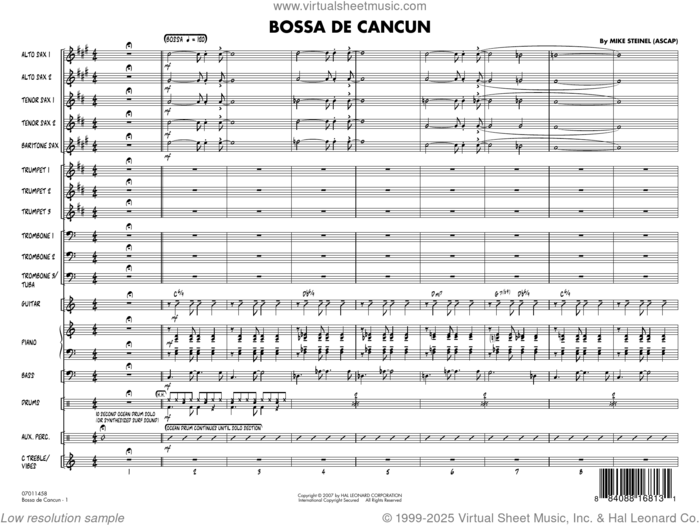 Bossa de Cancun (COMPLETE) sheet music for jazz band by Mike Steinel, intermediate skill level
