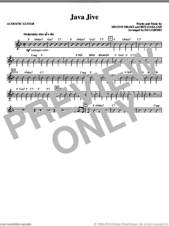 Java Jive (SATB Octavo Accompaniment Parts) (complete set of parts) sheet music for orchestra/band (Rhythm) by Milton Drake, Ben Oakland, Ed Lojeski and Manhattan Transfer, intermediate skill level