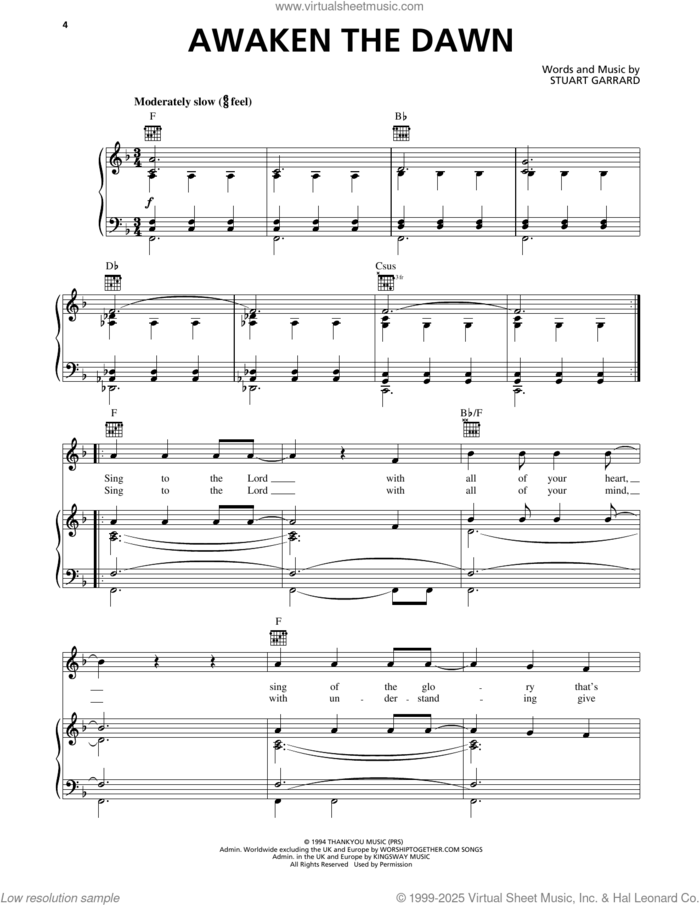 Awaken The Dawn sheet music for voice, piano or guitar by Delirious? and Stuart Garrard, intermediate skill level