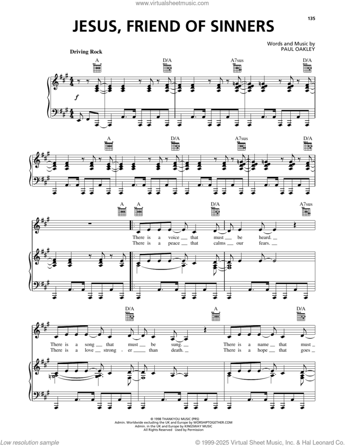 Jesus, Friend Of Sinners sheet music for voice, piano or guitar by Paul Oakley, intermediate skill level