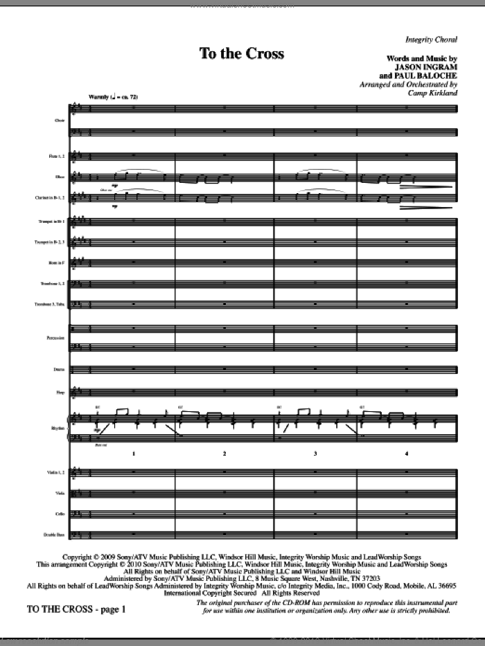 To The Cross (complete set of parts) sheet music for orchestra/band (Orchestra) by Jason Ingram, Camp Kirkland and Paul Baloche, intermediate skill level