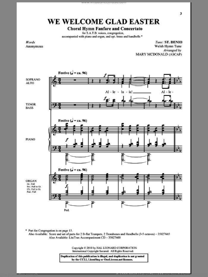 We Welcome Glad Easter sheet music for choir (SATB: soprano, alto, tenor, bass) by Mary McDonald, Miscellaneous and Anonymous, intermediate skill level