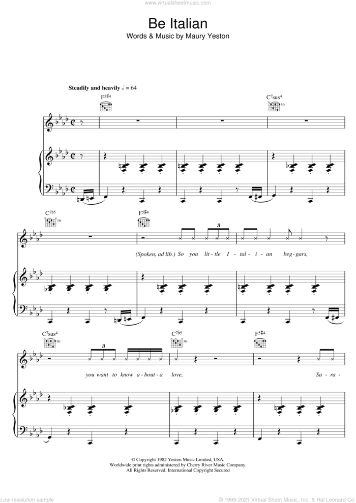 Be Italian sheet music for voice, piano or guitar by Fergie, Nine (Musical) and Maury Yeston, intermediate skill level