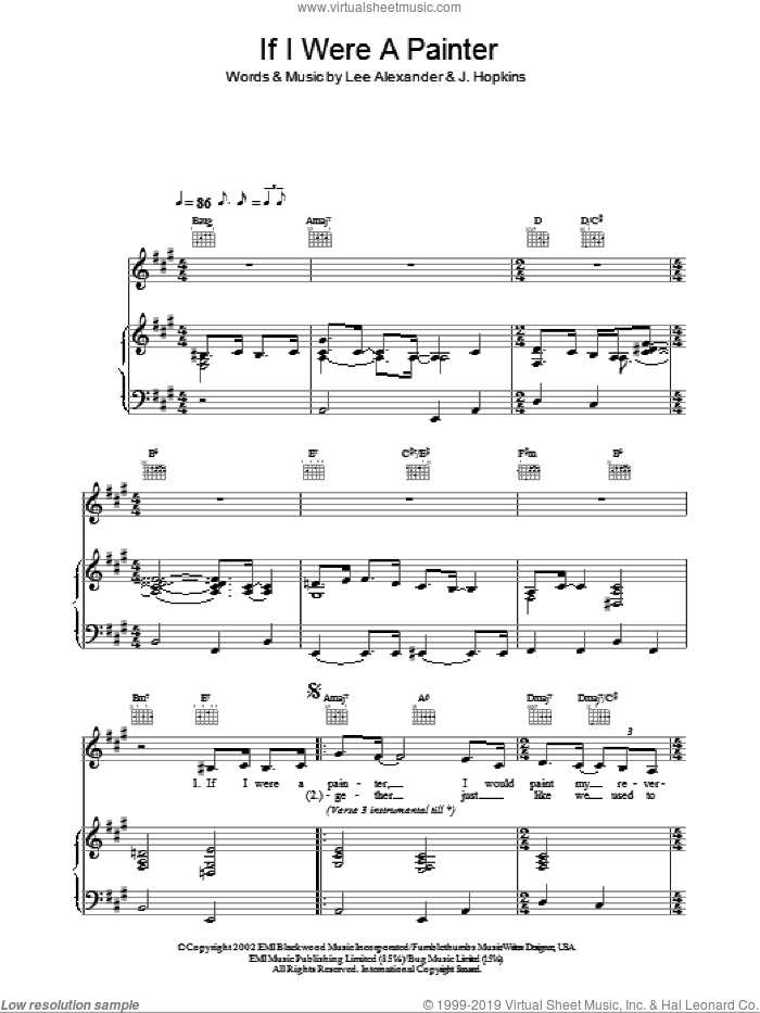 Painter Song sheet music for voice, piano or guitar by Norah Jones, J. Hopkins and Lee Alexander, intermediate skill level
