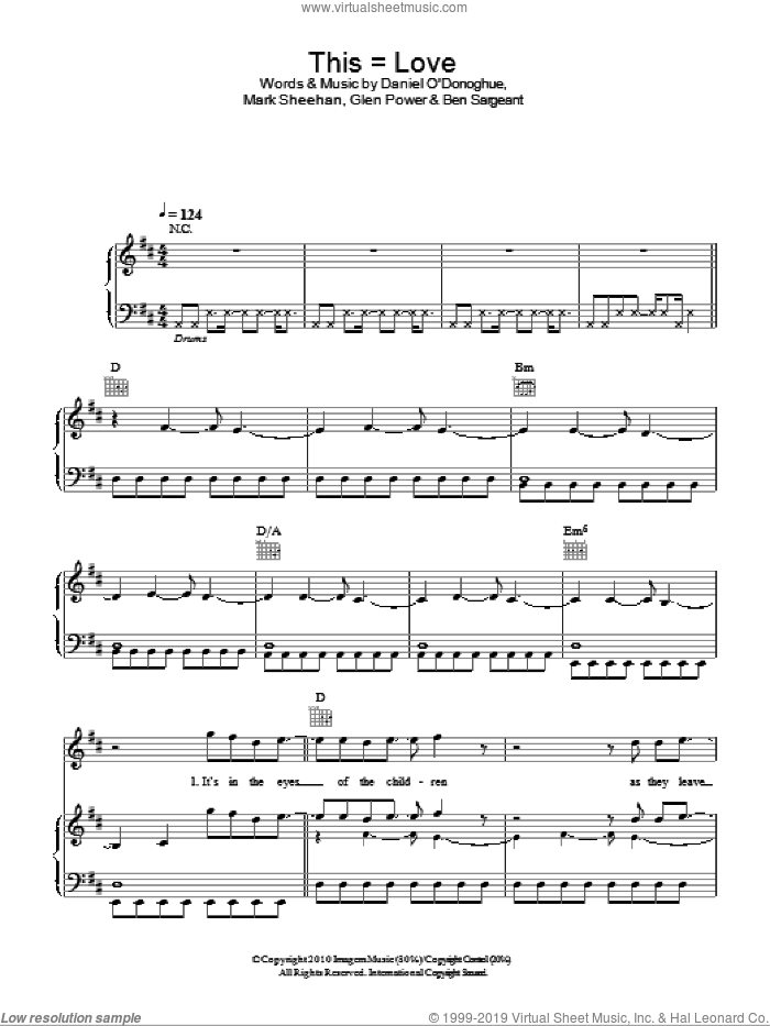 This = Love sheet music for voice, piano or guitar by The Script, Ben Sargeant, Glen Power and Mark Sheehan, intermediate skill level