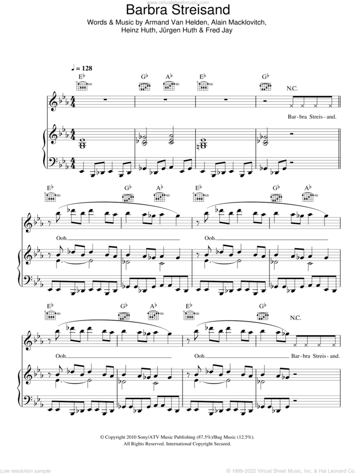 Barbra Streisand sheet music for voice, piano or guitar by Duck Sauce, Alain Macklovitch, Armand Van Helden, Fred Jay, Heinz Huth and Jurgen Huth, intermediate skill level