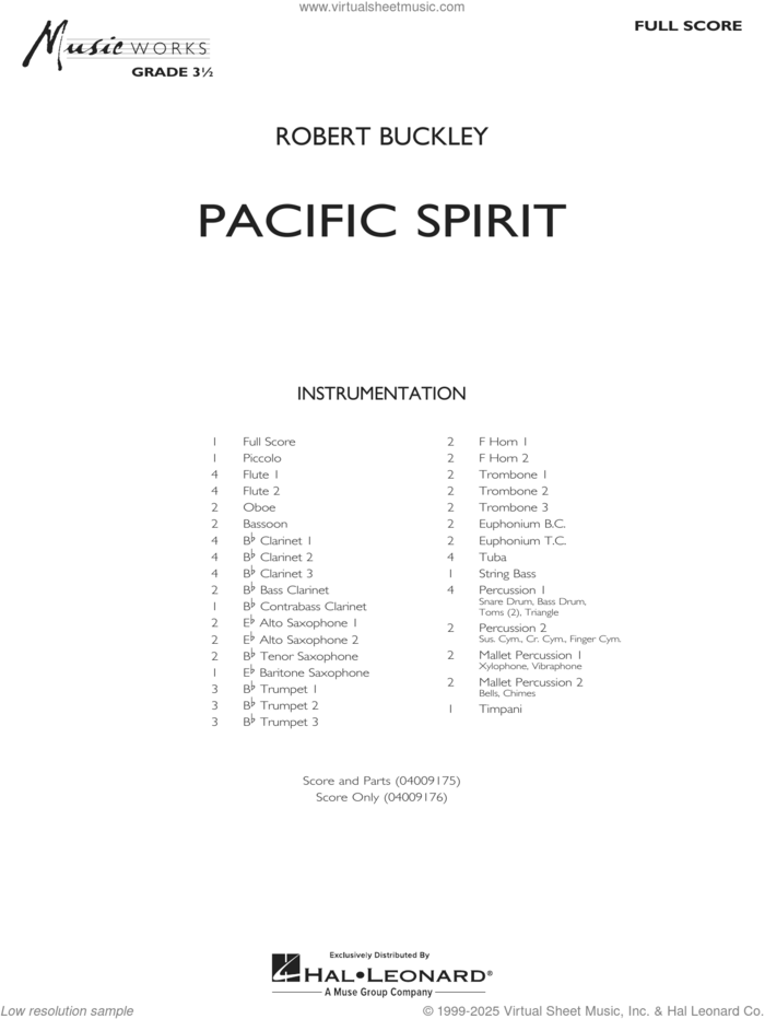 Pacific Spirit (COMPLETE) sheet music for concert band by Robert Buckley, intermediate skill level