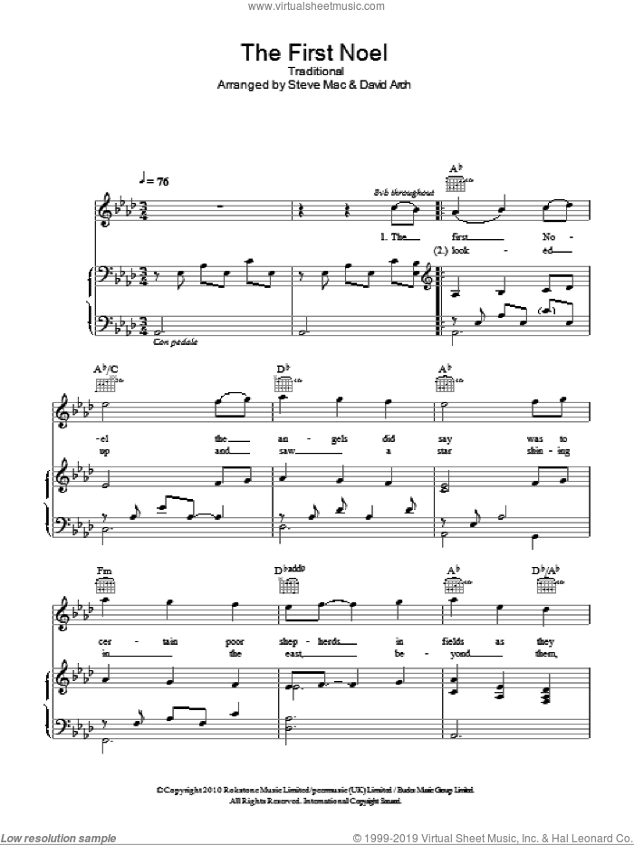 The First Noel sheet music for voice, piano or guitar by Susan Boyle and Miscellaneous, intermediate skill level