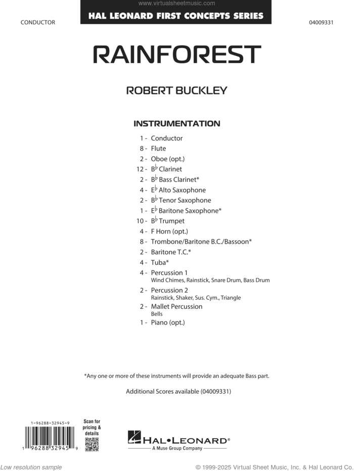 Rainforest (COMPLETE) sheet music for concert band by Robert Buckley, intermediate skill level