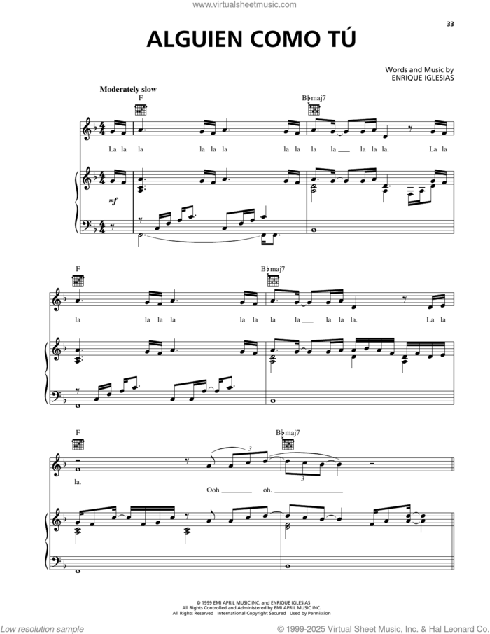 Alguien Como Tu sheet music for voice, piano or guitar by Enrique Iglesias, intermediate skill level