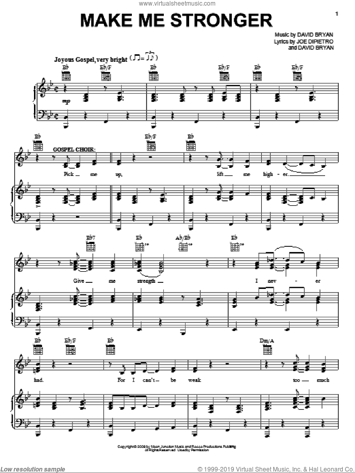 Make Me Stronger sheet music for voice, piano or guitar by Joe DiPietro, Memphis (Musical) and David Bryan, intermediate skill level