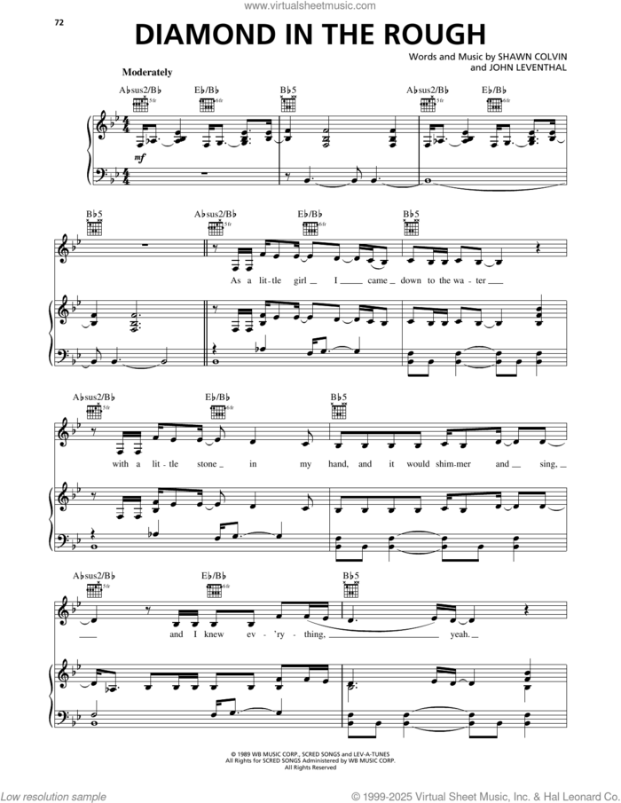 Diamond In The Rough sheet music for voice, piano or guitar by Jennifer Knapp and John Leventhal, intermediate skill level