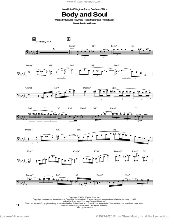 Body And Soul sheet music for brass ensemble (transcription) by Duke Ellington, Edward Heyman, Frank Eyton, Johnny Green and Robert Sour, intermediate skill level