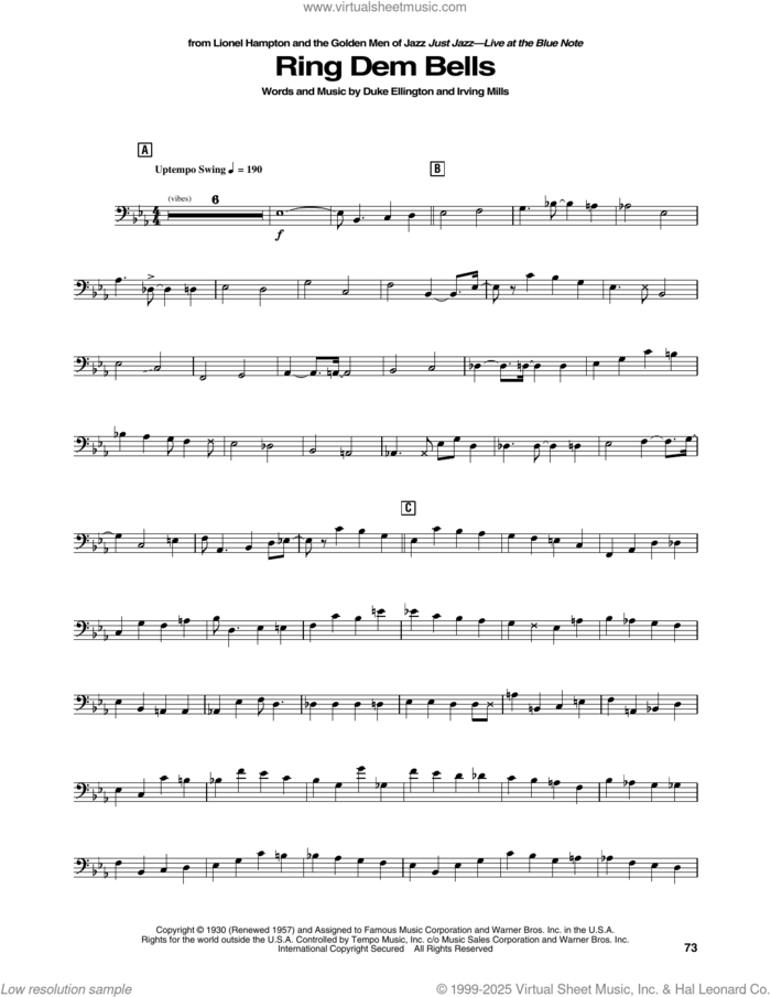 Ring Dem Bells sheet music for brass ensemble (transcription) by Lionel Hampton, Duke Ellington and Irving Mills, intermediate skill level
