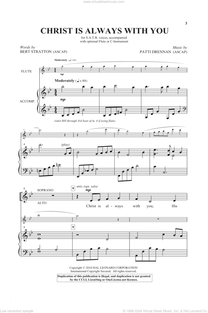 Christ Is Always With You sheet music for choir (SATB: soprano, alto, tenor, bass) by Patti Drennan and Bert Stratton, intermediate skill level