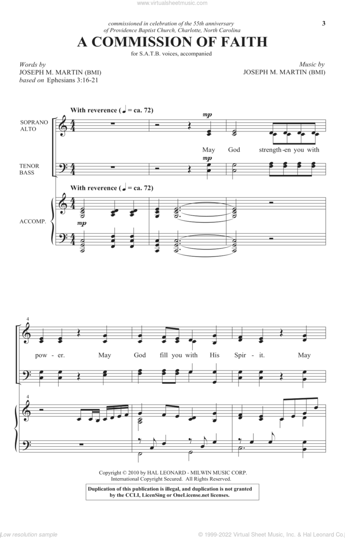 Martin A Commission Of Faith Sheet Music For Choir Satb Soprano Alto Tenor Bass 