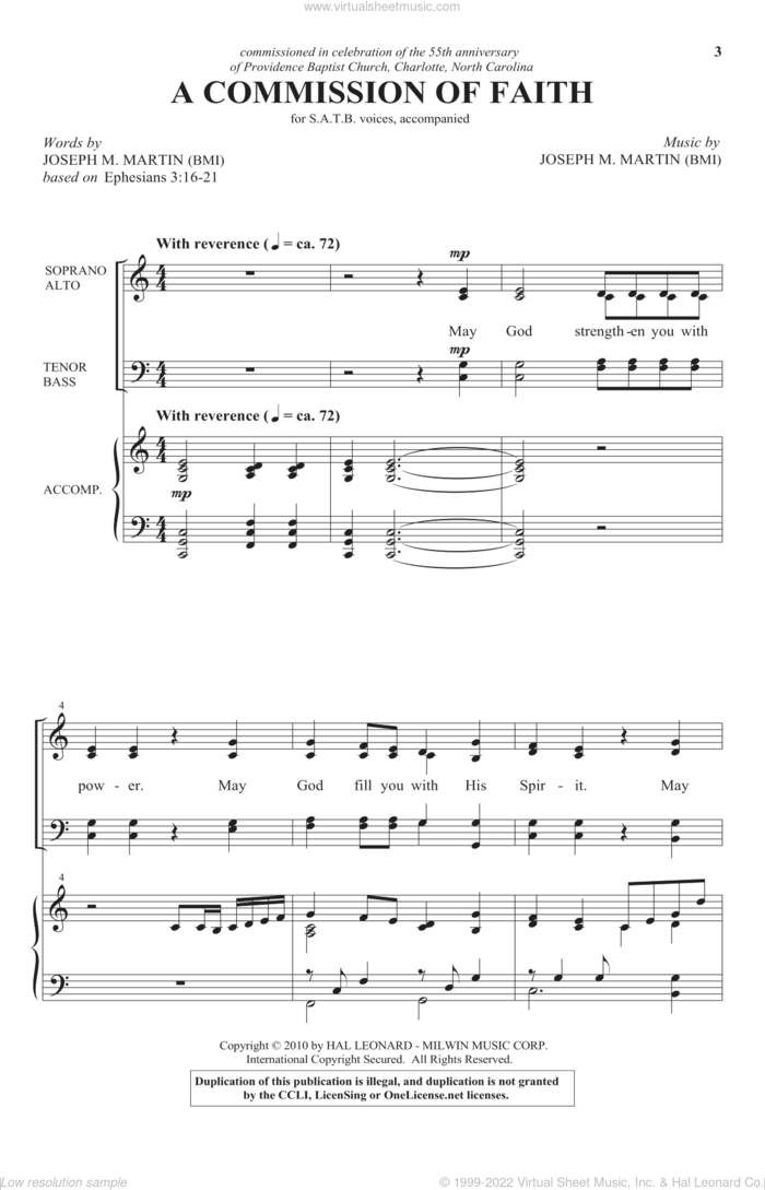 A Commission Of Faith sheet music for choir (SATB: soprano, alto, tenor, bass) by Joseph M. Martin and Miscellaneous, intermediate skill level