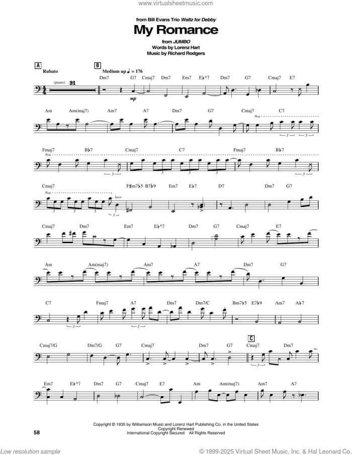 My Romance sheet music for brass ensemble (transcription) by Bill Evans Trio, Lorenz Hart and Richard Rodgers, intermediate skill level