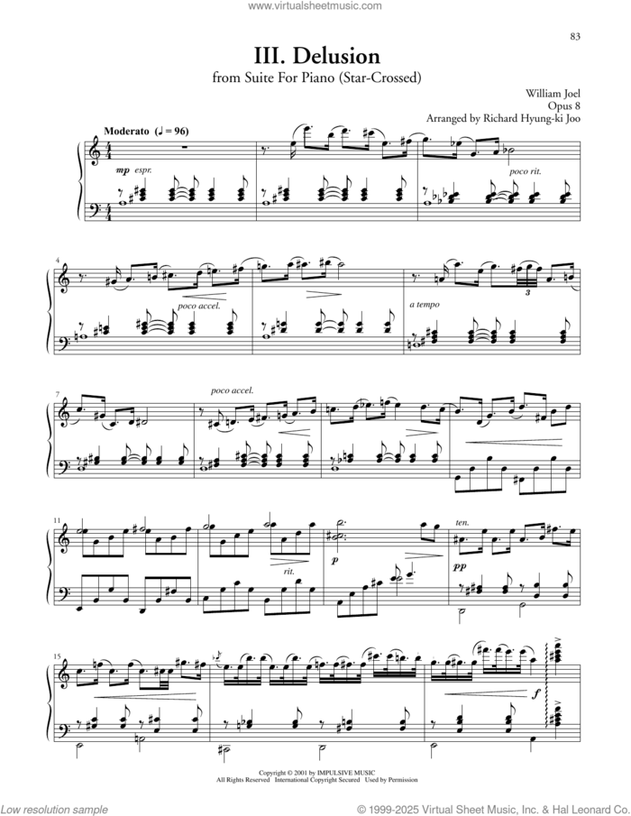 Delusion From Suite For Piano sheet music for piano solo by Billy Joel, classical score, intermediate skill level
