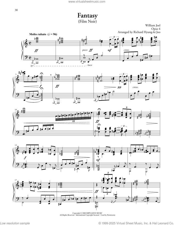 Fantasy (Film Noir) sheet music for piano solo by Billy Joel, Richard Hyung-ki Joo (arr.) and William Joel, classical score, intermediate skill level