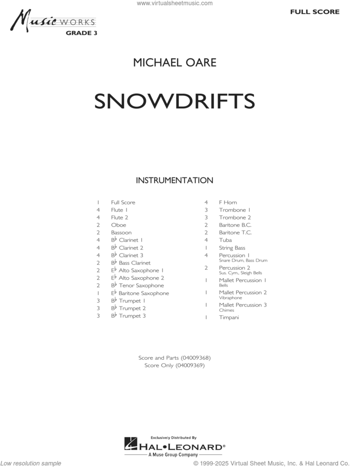 Snowdrifts (COMPLETE) sheet music for concert band by Michael Oare, intermediate skill level