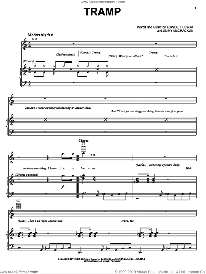 Tramp sheet music for voice, piano or guitar by Lowell Fulson and Jimmy McCracklin, intermediate skill level