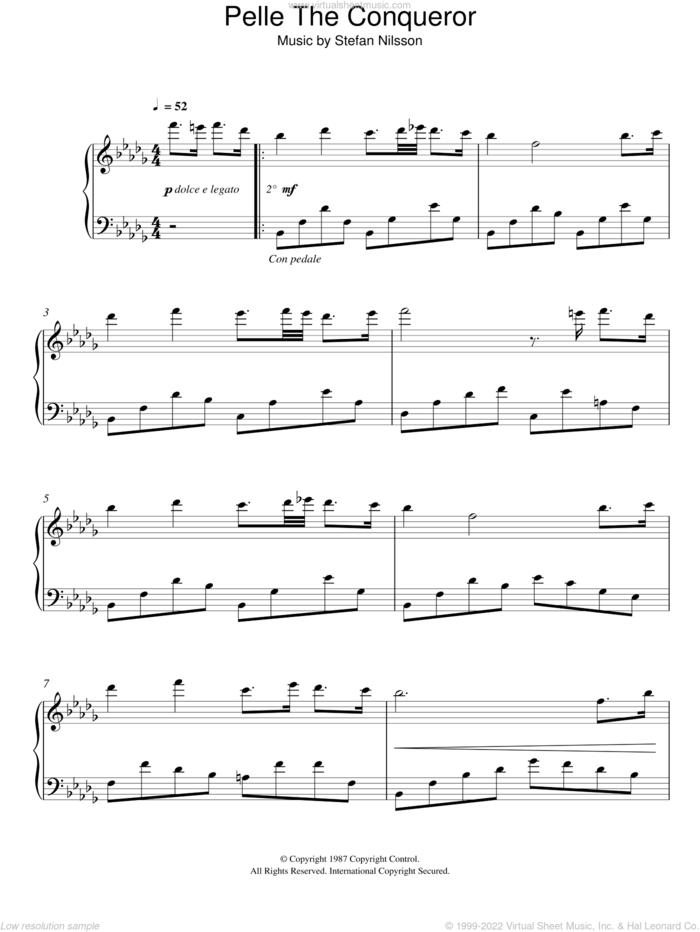 Pelle The Conqueror (Pelle Erobreren) sheet music for piano solo by Stefan Nilsson, intermediate skill level