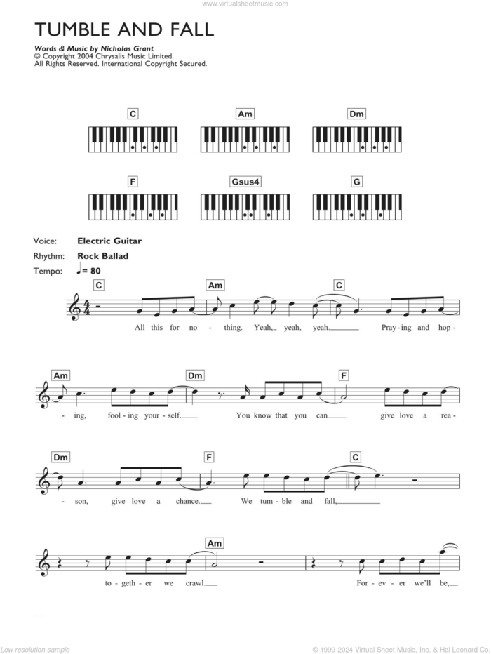 Tumble And Fall sheet music for piano solo (chords, lyrics, melody) by Feeder and Grant Nicholas, intermediate piano (chords, lyrics, melody)