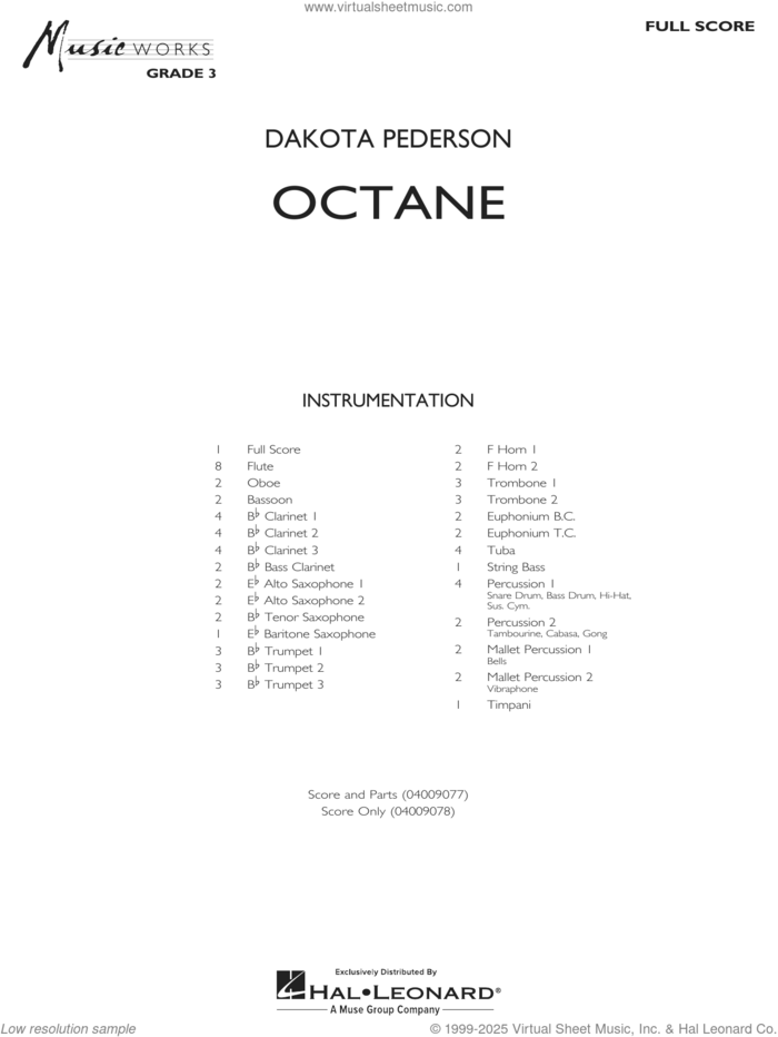 Octane (COMPLETE) sheet music for concert band by Dakota Pederson, intermediate skill level